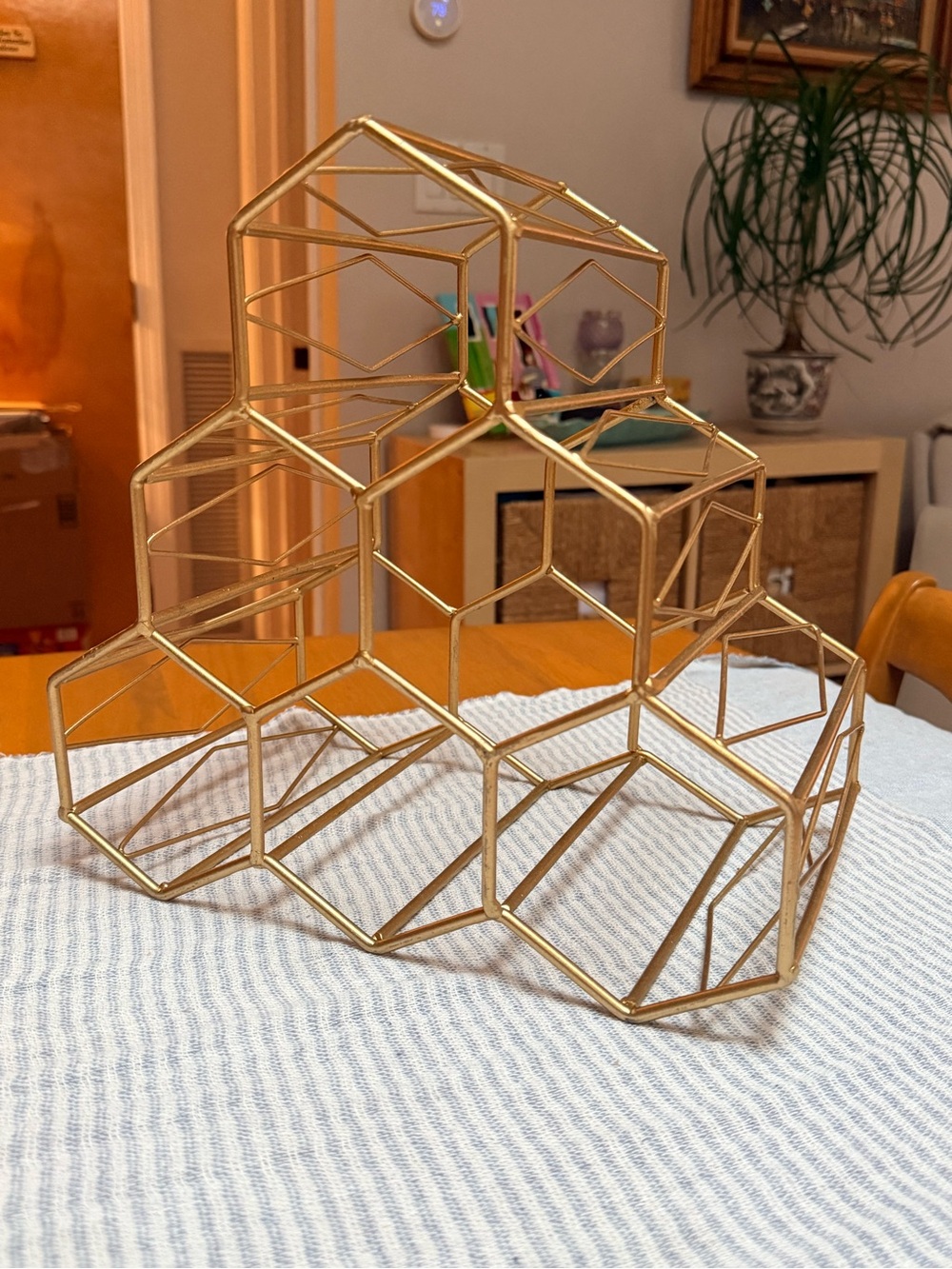 Gold Geometric Wine Rack